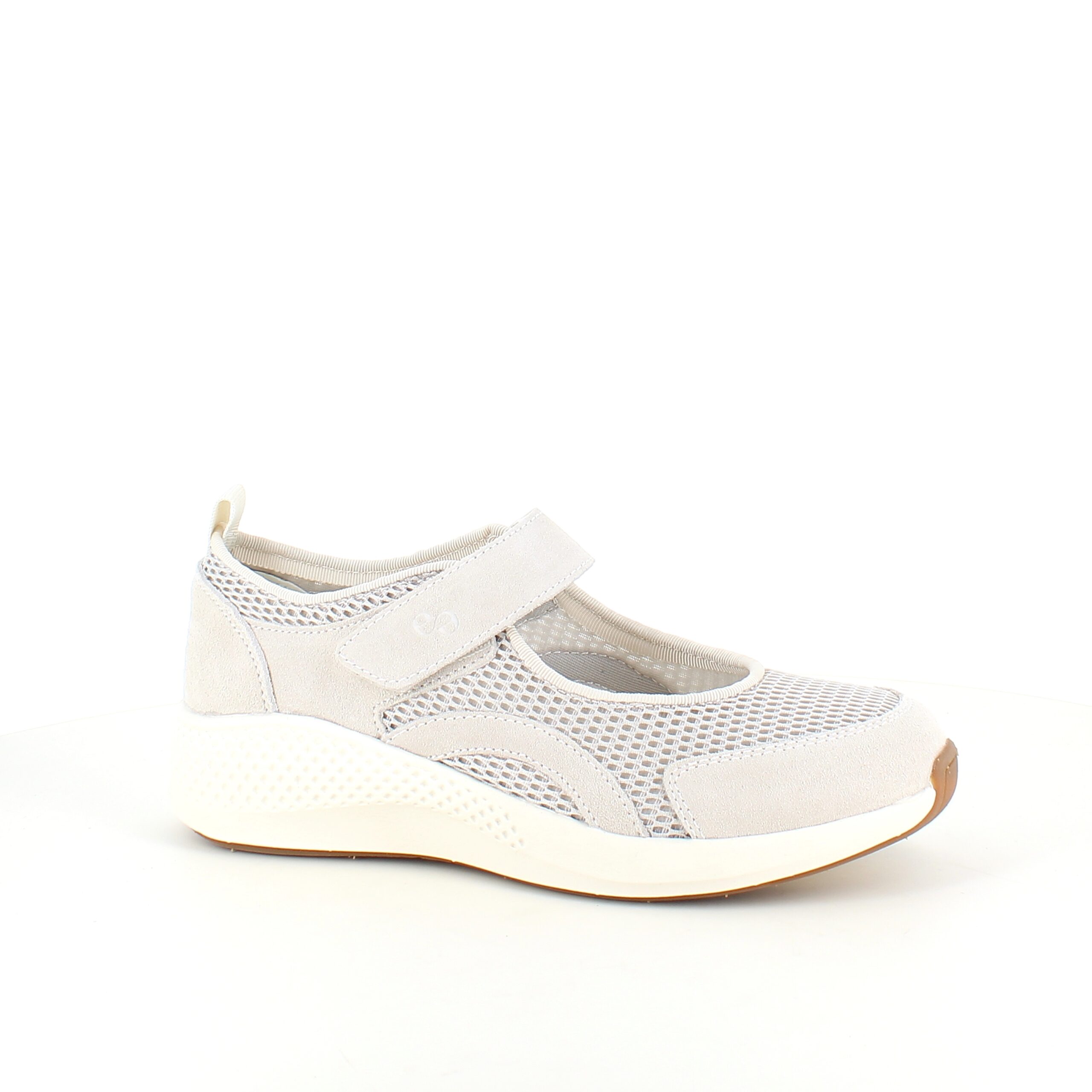 Hvit ballerina fra Green Comfort med svangstøtte og borrelåsrem