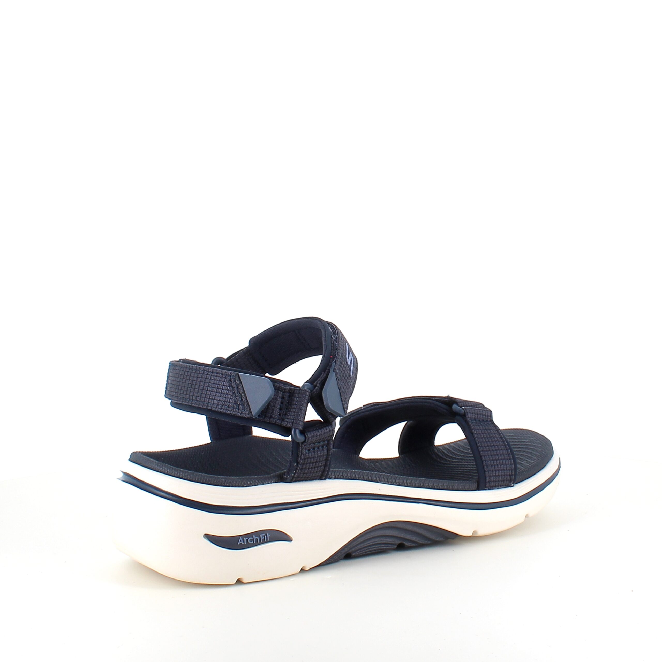 Skechers sandal med buestøtte og 3 justerbare stropper i marineblå.