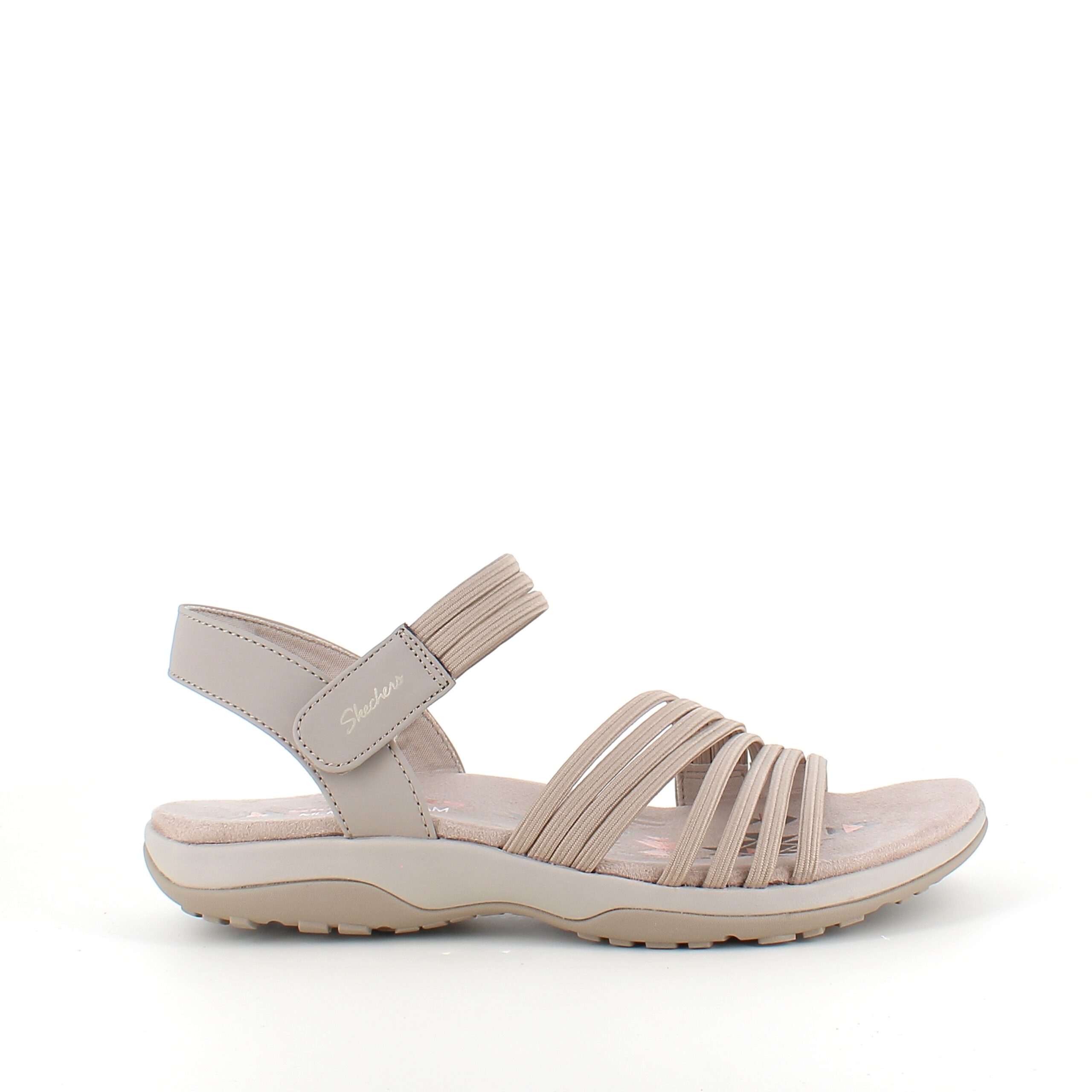 Beige Skechers sandal med elastiske stropper