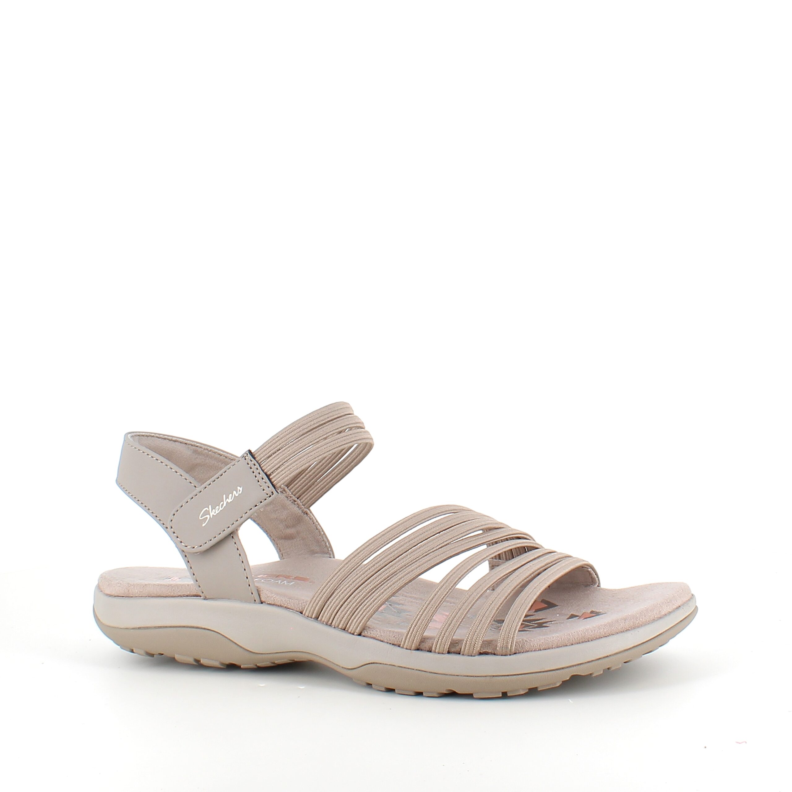 Beige Skechers sandal med elastiske stropper
