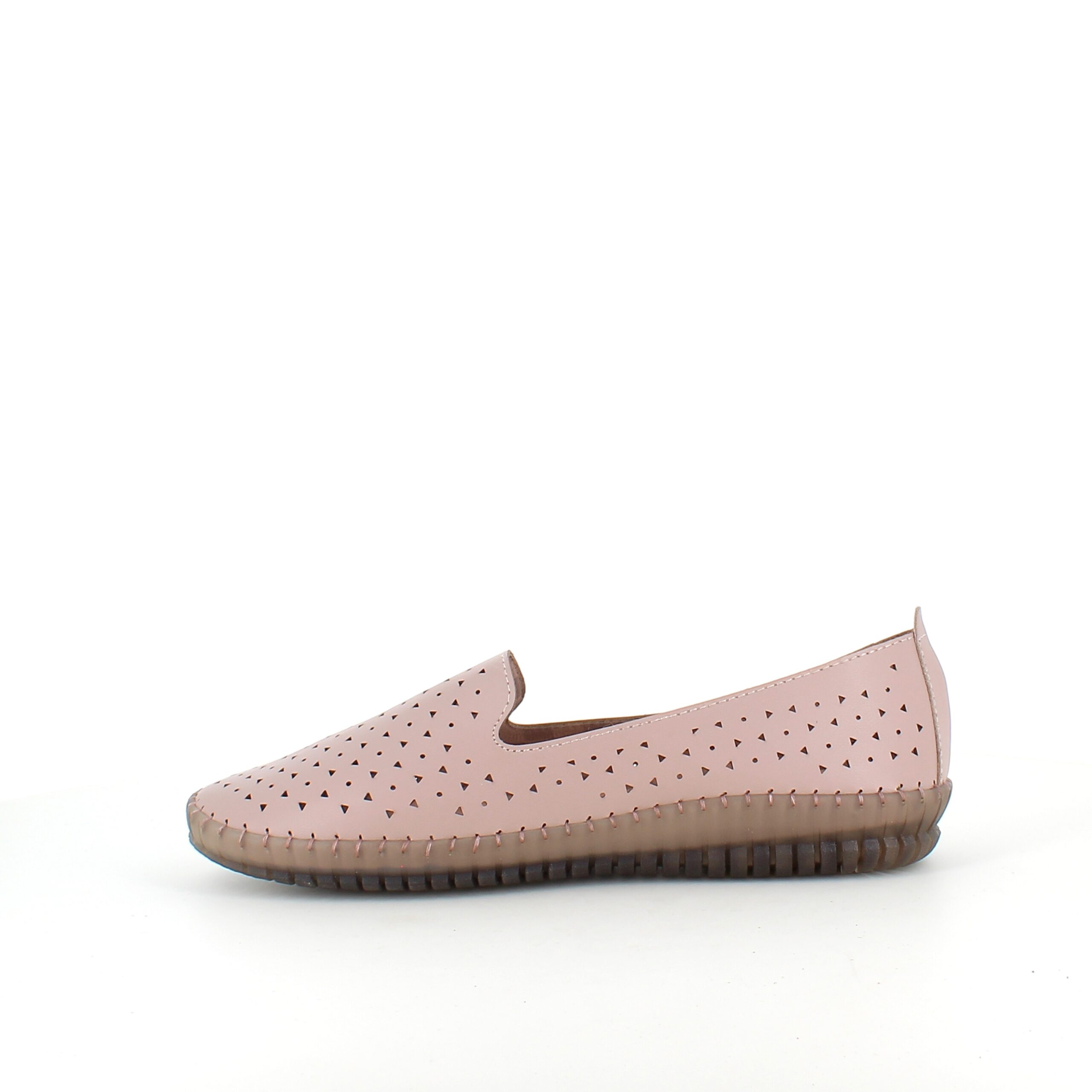 Beige ballerinasko med fint, perforert mønster