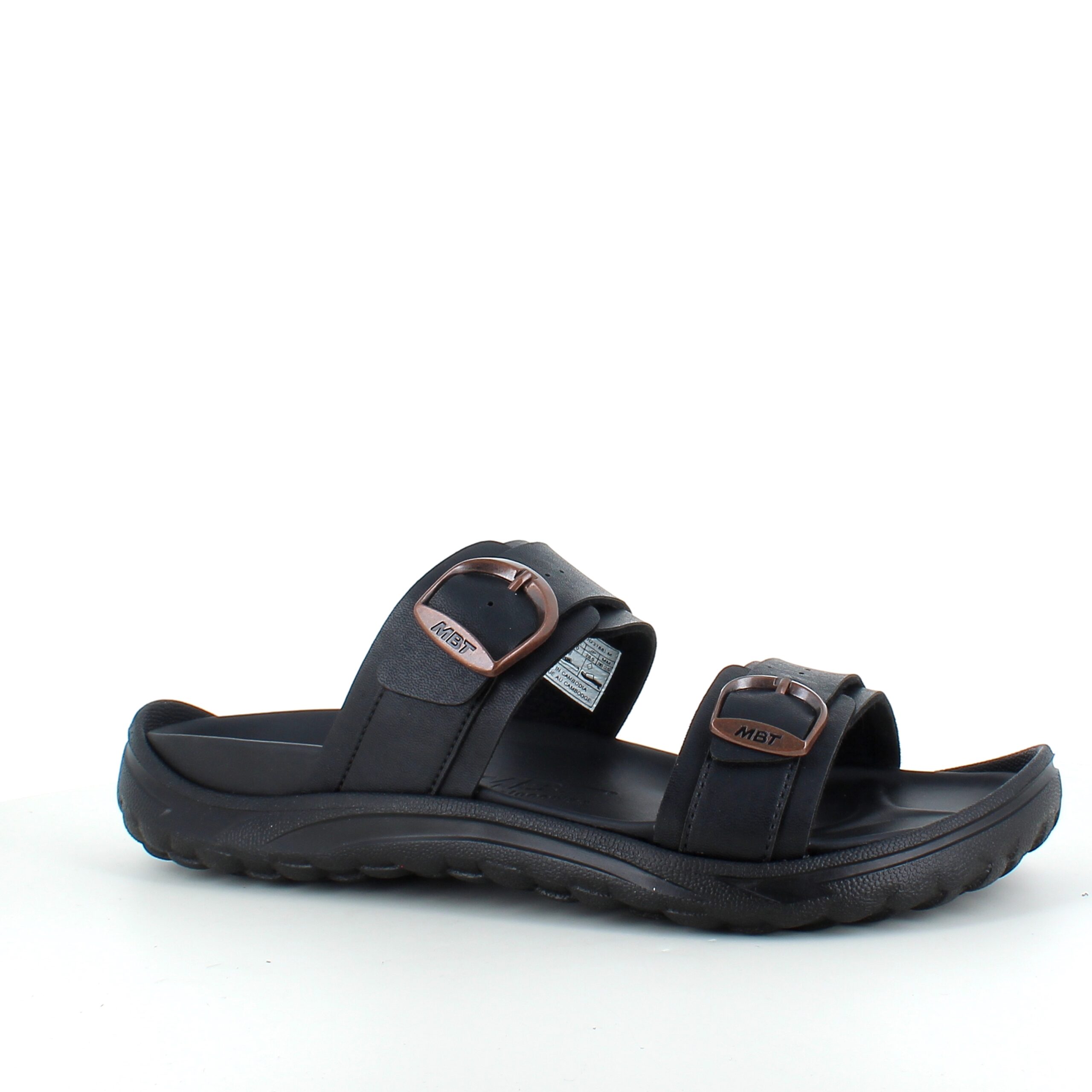 Sort herre slip on sandal fra MBT med ergonomisk fotseng