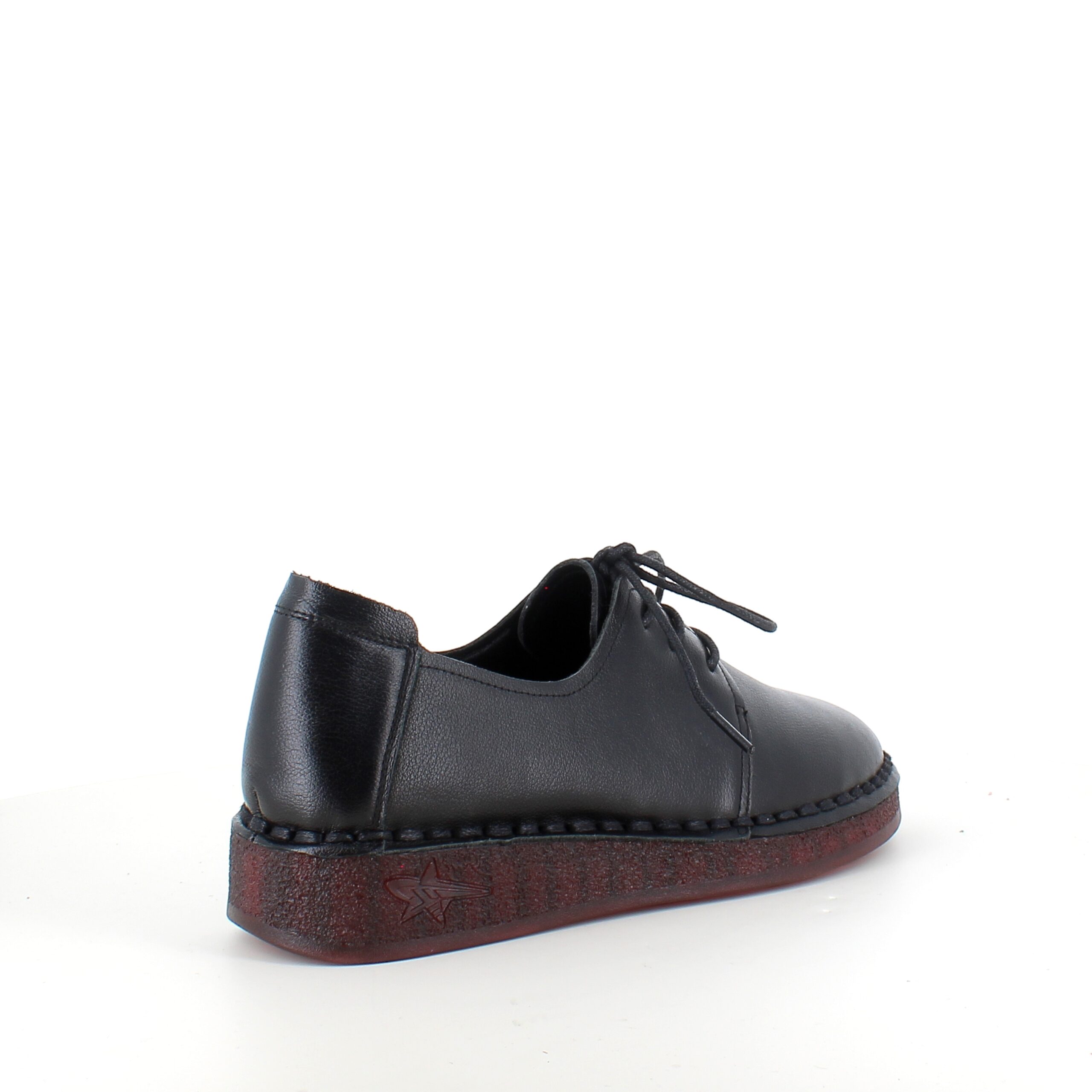 Svart skinn snøresko med god støtdemping