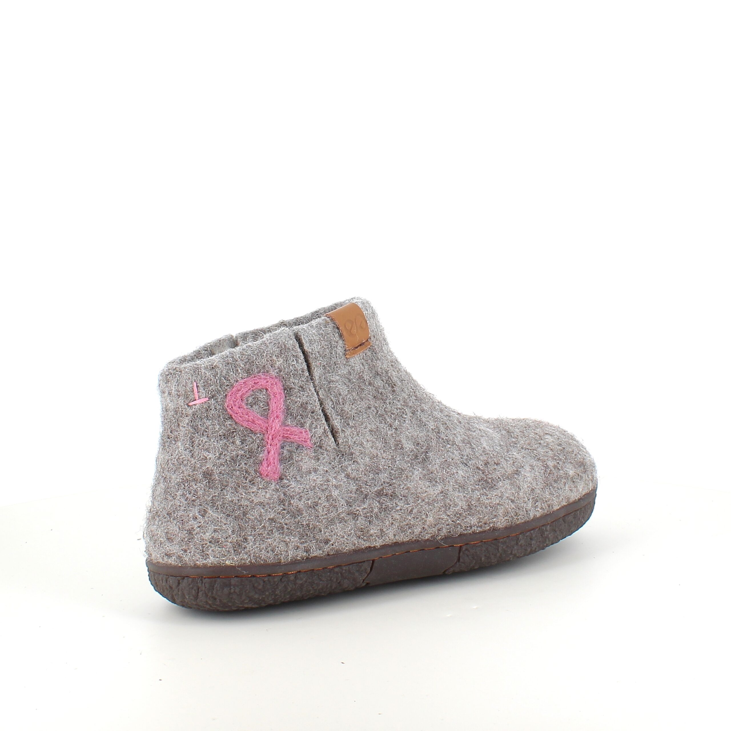 Green Comfort ull tøfler med rågummisåle og "Støtt Brysterne" logo