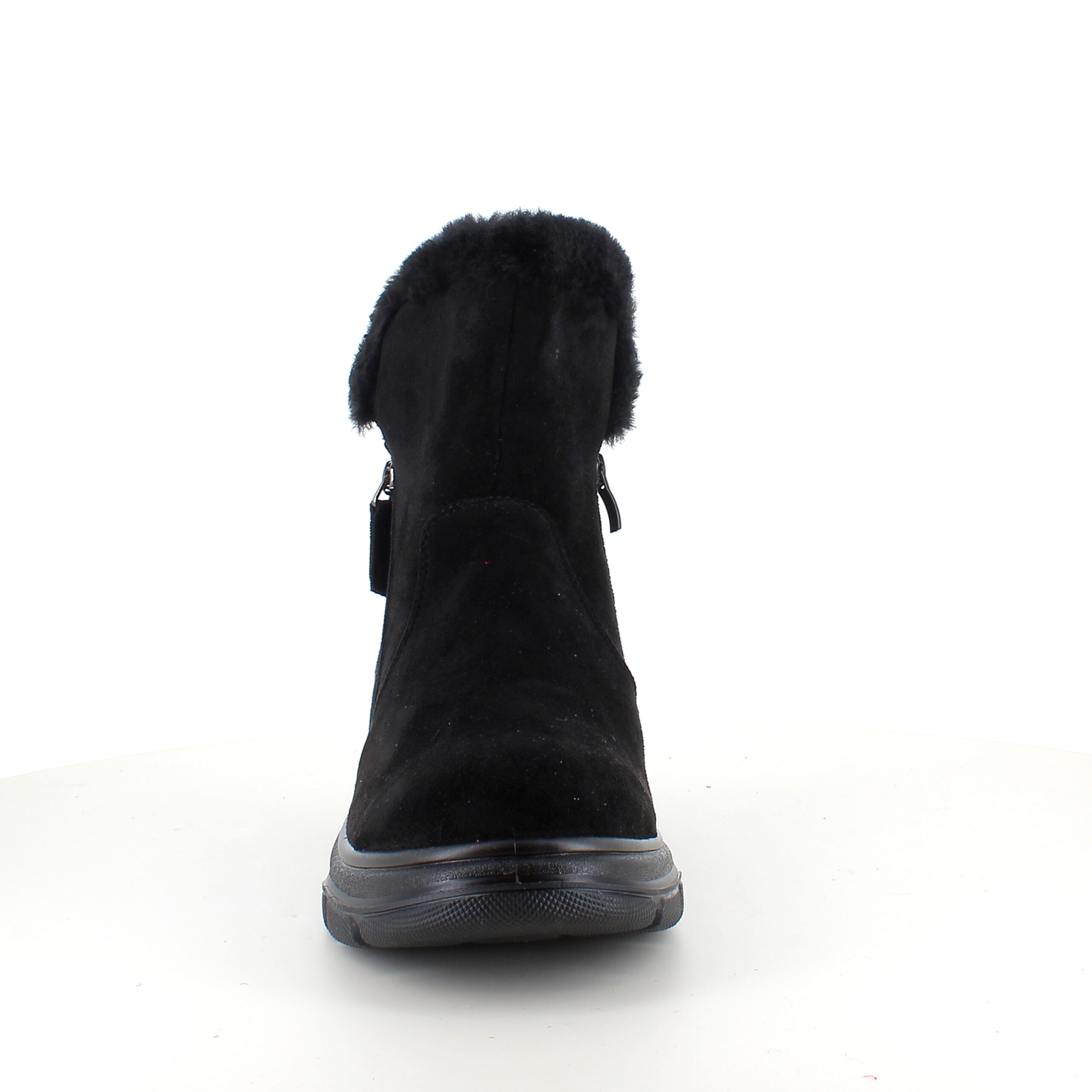 Svart damestøvel med varmt fôr og glidelås
