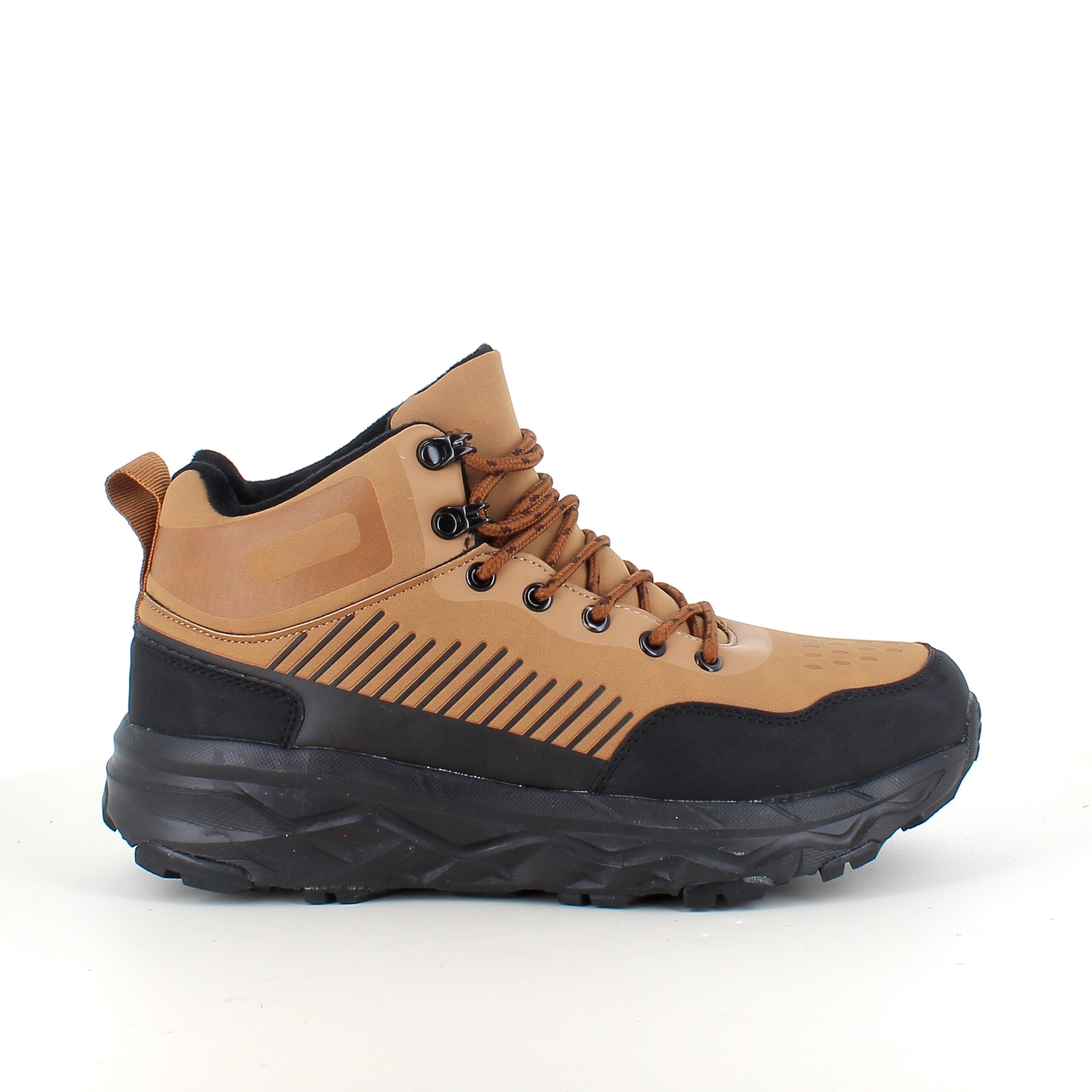 Herre ankelstøvel i lysebrun PU med snørebånd, lett fôr og støtdempende EVA-såle