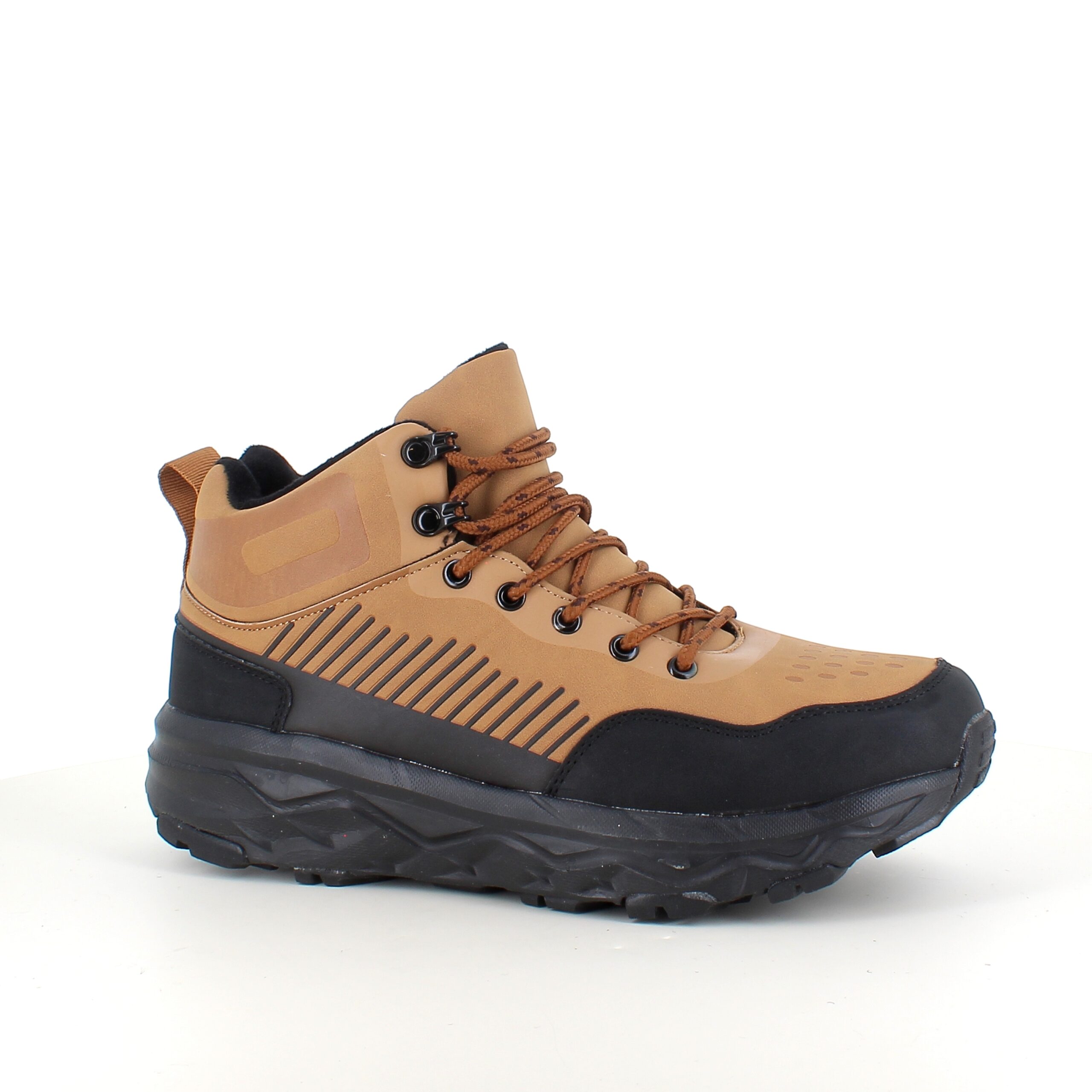 Herre ankelstøvel i lysebrun PU med snørebånd, lett fôr og støtdempende EVA-såle